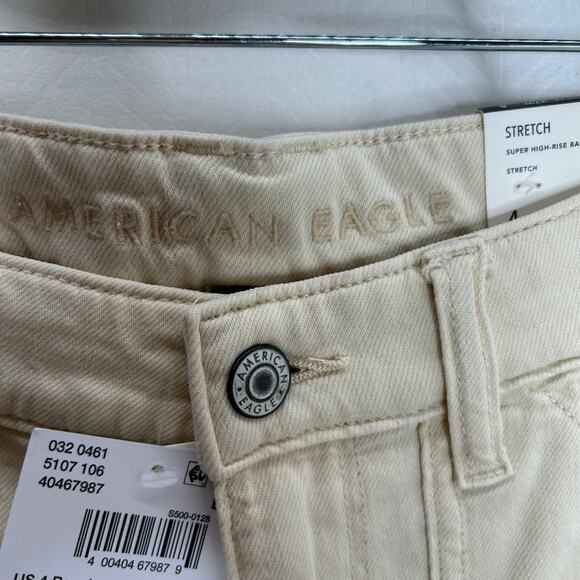 American Eagle NWT baggy wide leg high rise carpenter pants size 4 cream - Picture 3 of 11